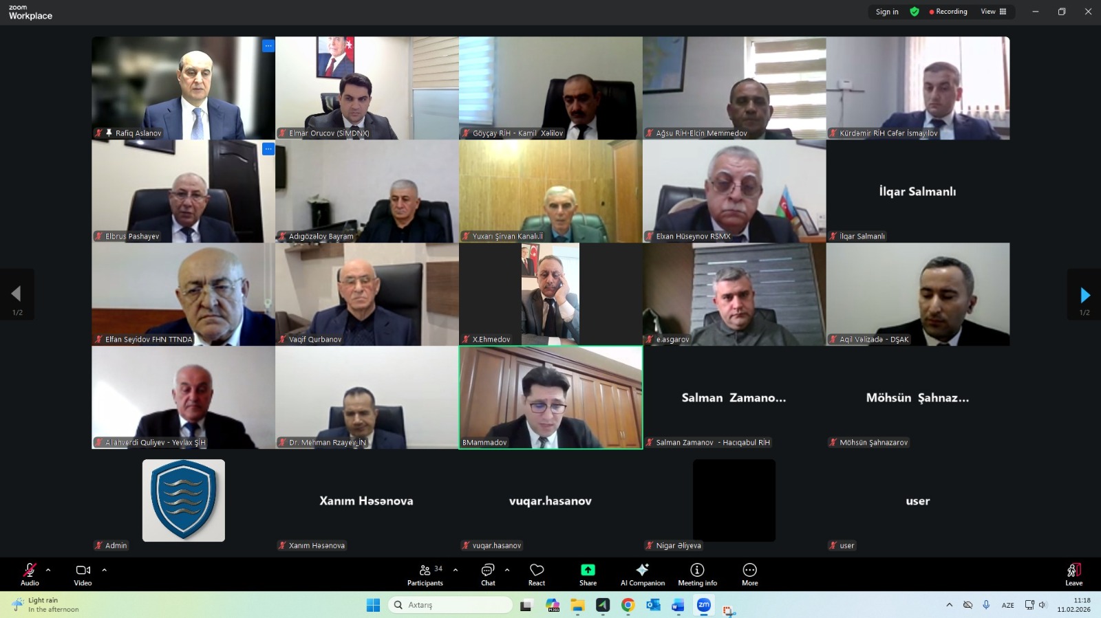 Şirvan suvarma kanalının yenidən qurulması üzrə “İşçi qrupu”nun növbəti onlayn iclası keçirildi